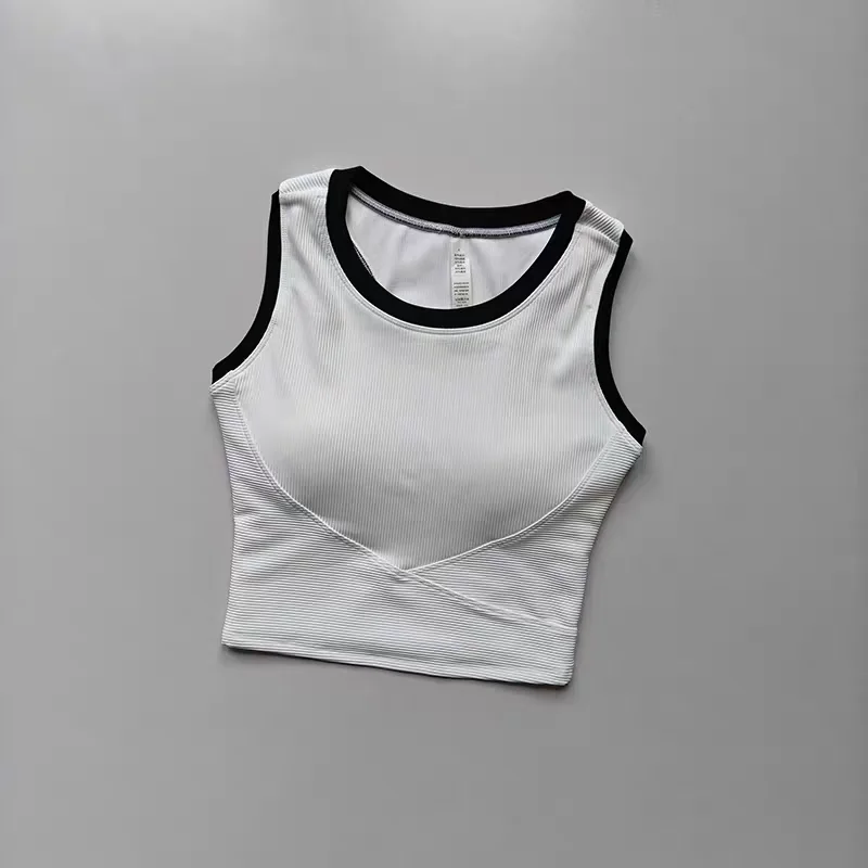 Women\'s High-Strength Gym Tank Top Shockproof Yoga Bra Padded Sports Vest Push-Up Fitness Top for Gym Running Vest