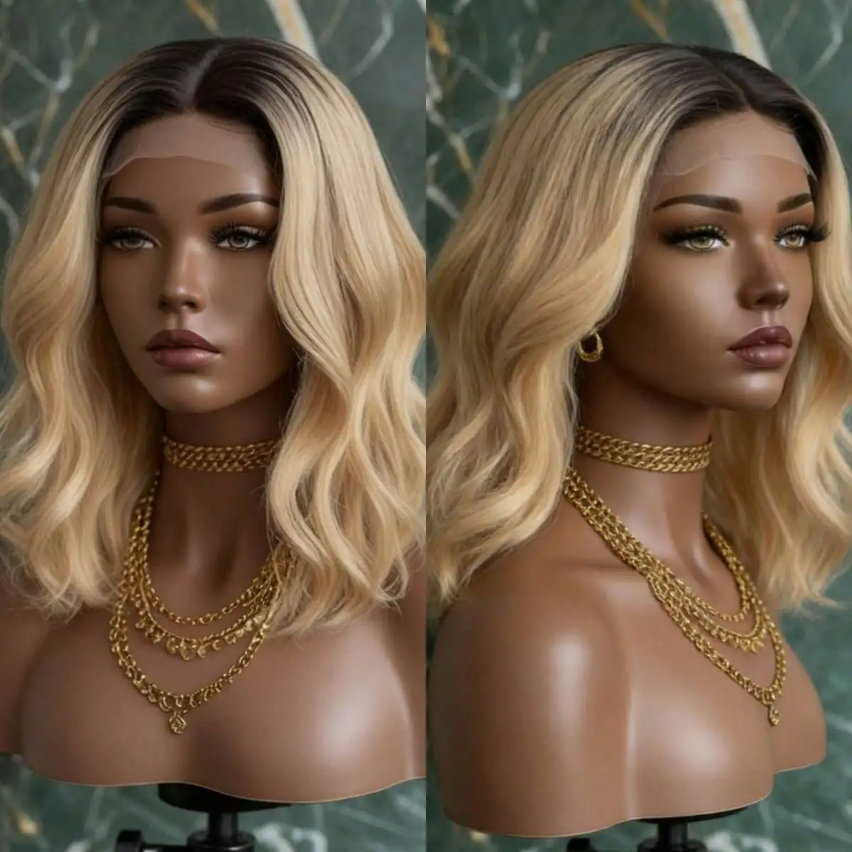 

Синтетический парик Bob Body Wave Ombre черно-коричневый с HD-основой 13x4 для женщин, для косплея и вечеринок