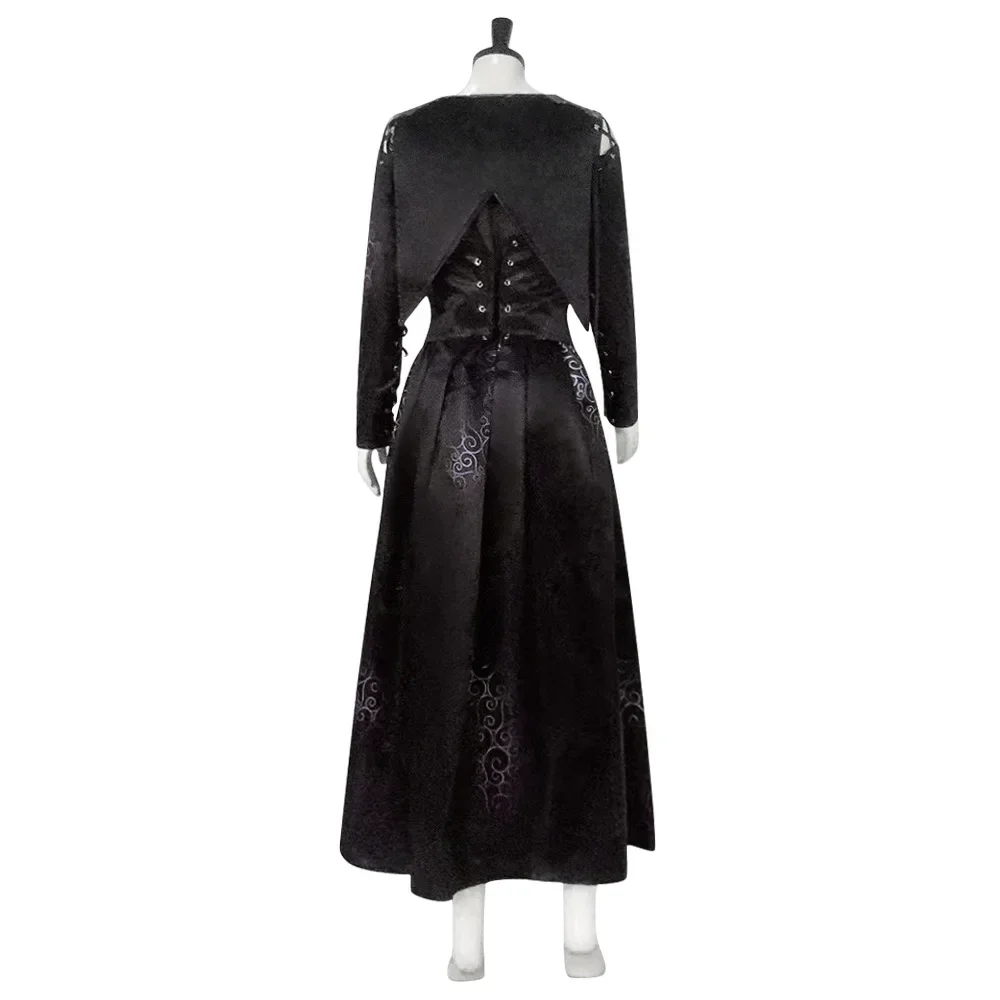 Bellatrix Fantasia Cosplay Feminina, Vestido Longo Preto, Fato Halloween, Roupa de Festa, Representação Disfarçada, Carnaval, Filme, Adulto