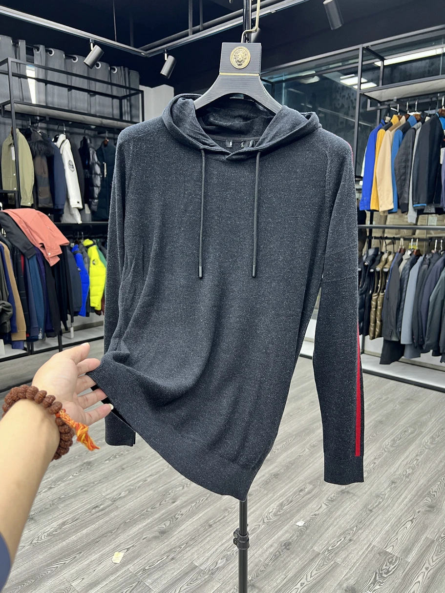

Slim Fit Men's Knitted Hoodie Long Sve Overhead Casual Faionable Youthful Versatile Thin Polyester Blend Breathable Comf...
