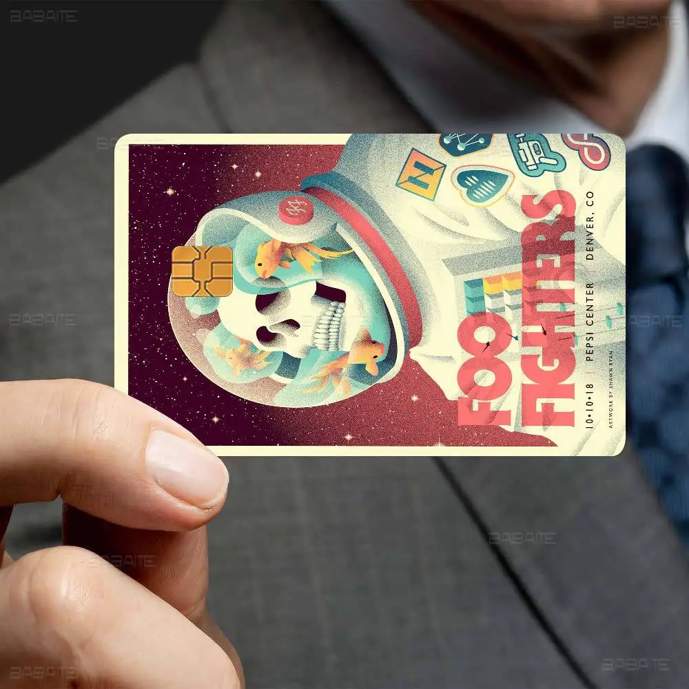 غطاء حماية من الجلد لفرقة Foo Fighters Band Game Anime للجانب الأمامي لبطاقة الائتمان الصغيرة الكبيرة بدون رقاقة