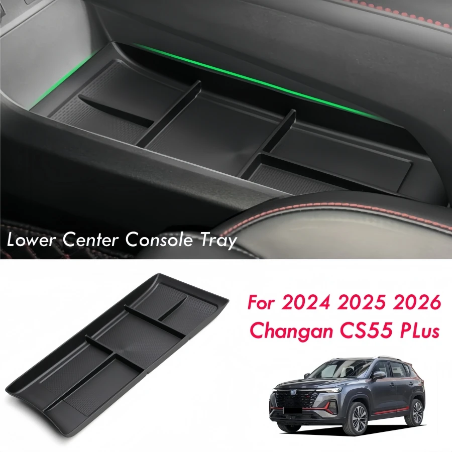 For 3rd Generation Changan CS55 PLus 2024 2025 2026 Lower Center Console Organizer Tray CS55 PLus TPE Armrest Hidden Box