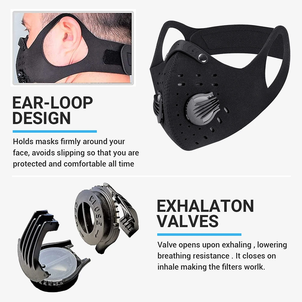 Cycling Mask Activated Carbon Anti-Pollution Masks Breathing Valve Protective Cycling Mask With Filter Windproof Dust Mask