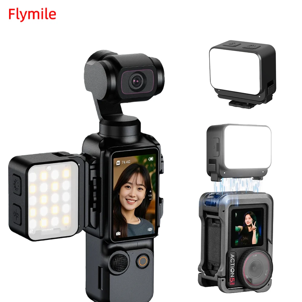 Flymile Fill Light pour DJI Osmo Pocket 3 Accessoires Éclairage vidéo LED étanche IPX4 Lumière magnétique pour Pocket 3 Lumière selfie
