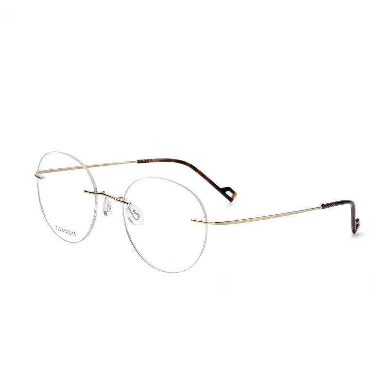 نظارات OLLYMURS خفيفة للغاية ومرنة من التيتانيوم النقي، نظارات طبية دائرية بدون إطار للرجال والنساء