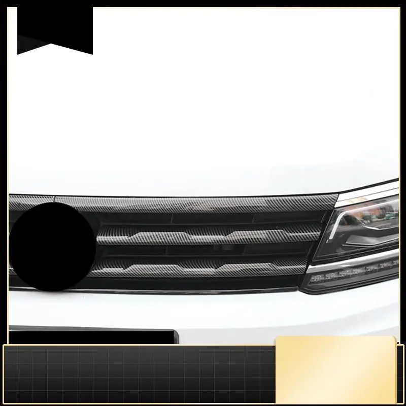 

6PCS LHD For Tiguan L 2017-2021 Carbon Fiber Front Bumper Mesh Center Grille Grill Moulding Strips Cover Trim Accessories