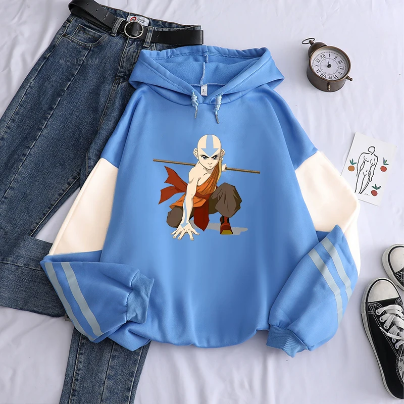 Hot Anime Avatar The Last Airbender Aang Fighting Graphic Printed Hooded Men Women Plus Size Hoodies Harajuku Unisex Sweatshirt