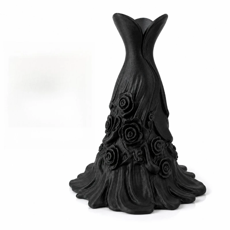 3D Printed Floral Dress Shape Vase – Halloween Theme Creative Decor, Unique Tabletop Ornament & Flower Vase Display