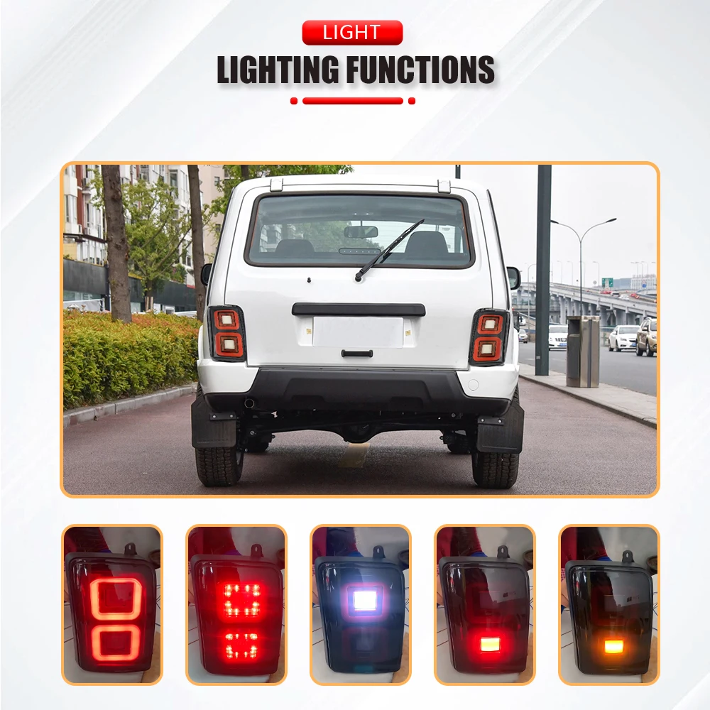 Car LED Rear lights for Lada Niva 4x4 Led Taillights Stop Brake Reversing Turn Signal Light with Relay for Lada 4X4 Niva 1995 +