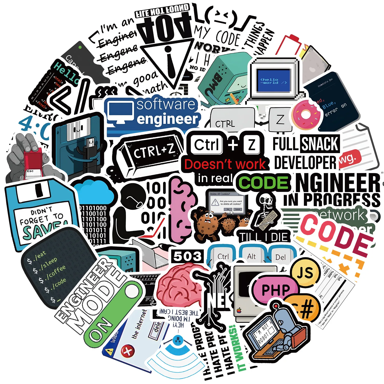 50/100PCS Programmierer MEME Graffiti Aufkleber Können Dekorieren Notebook Gepäck DIY Wasserdichte Aufkleber