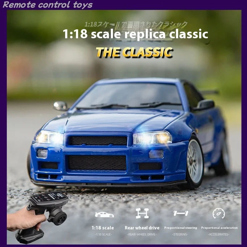 2.4G LD1899 Remote Control Car 1/18 Rear Wheel Drive GTR Drift Car Racing Vehicles Models Toys With Led Light