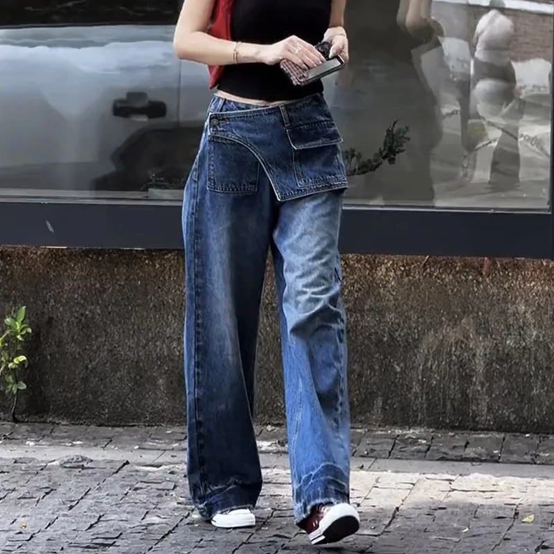 

S-XXXL Ins Fashion American Retro Baggy High Waisted Jeans Woman High Street Denim Pants Trousers Streetwear Loose Jeans