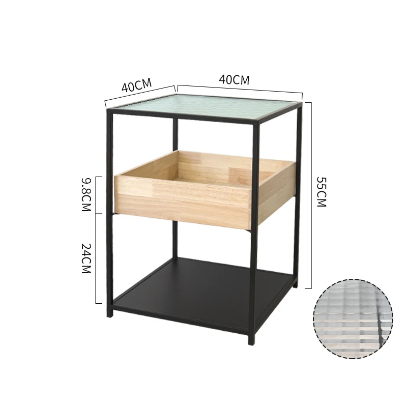 

Bling Color Industrial Retro Multifunctional Retro Furniture Wood Metal Black And Gold End Table