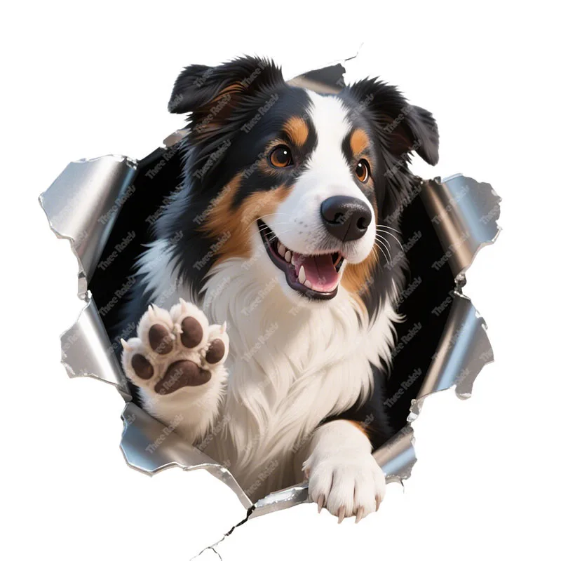 Three Ratels CAA19 lovely dog Hole breaking stickers for home decoration wall stickers Car decals