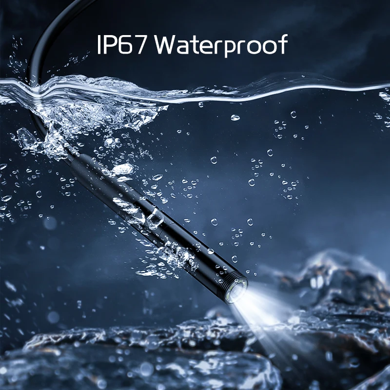 كاميرا منظار عالية الدقة 5.5/8 مم مع ضوء قابل للتعديل، IP67 مقاومة للماء 6 مصابيح LED فحص Borescope Android لفحص خطوط الأنابيب
