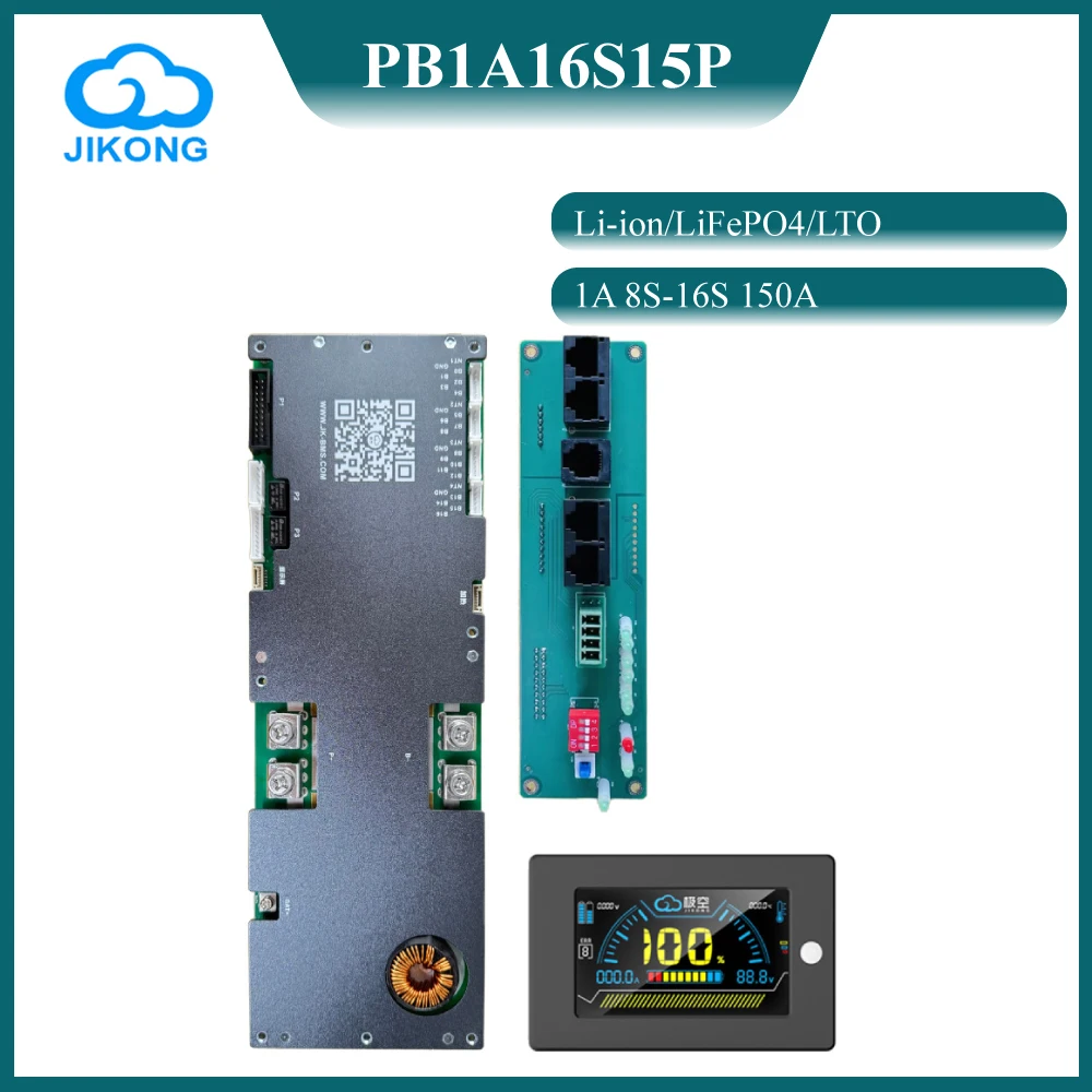 JK BMS JIKONG PB1A16S15P Inverter Smart BMS 3.2 4.3 Inch Display 8S 16S 24V 48V 150A for Home Energy Storage Lifepo4 Li-ion LTO