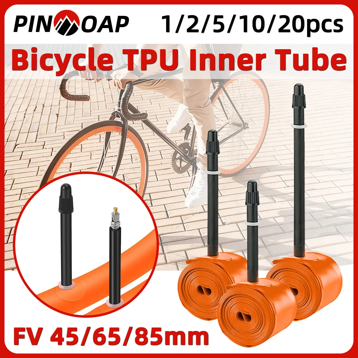 PINMOAP Rennrad-Schlauch 700x18-32c, ultraleichter TPU-Schlauch, explosionsgeschützt und verschleißfest, Fahrradzubehör