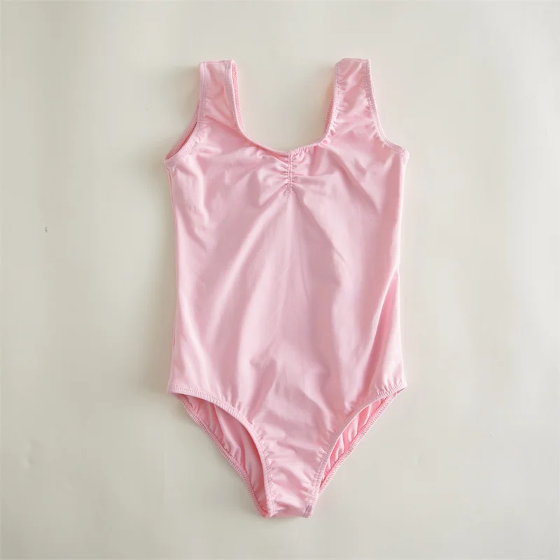 Wholesale Cheap Kids Girls Children Training Dance Wear White Black Pink Tank Sleeveless Cotton Spandex Ballet Leotards