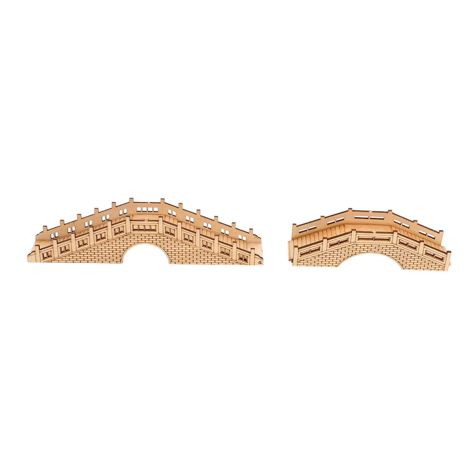 

2Pcs Wooden Arch Bridge DIY Assembly Ancient Style Solid Wood Miniature Chinese Bridge for Micro Landscape Garden Desktop
