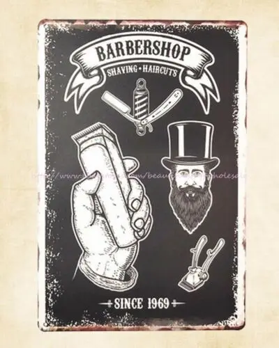 barberia barba barber shop metal tin sign ornate metal wall art