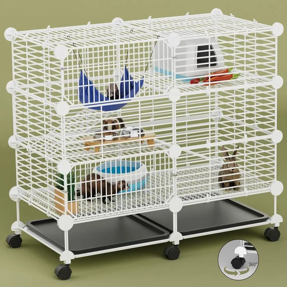 

Compact 3-Tier Indoor Animal Cage for Guinea Pigs, Rabbits, Hamsters, and More with Removable Tray