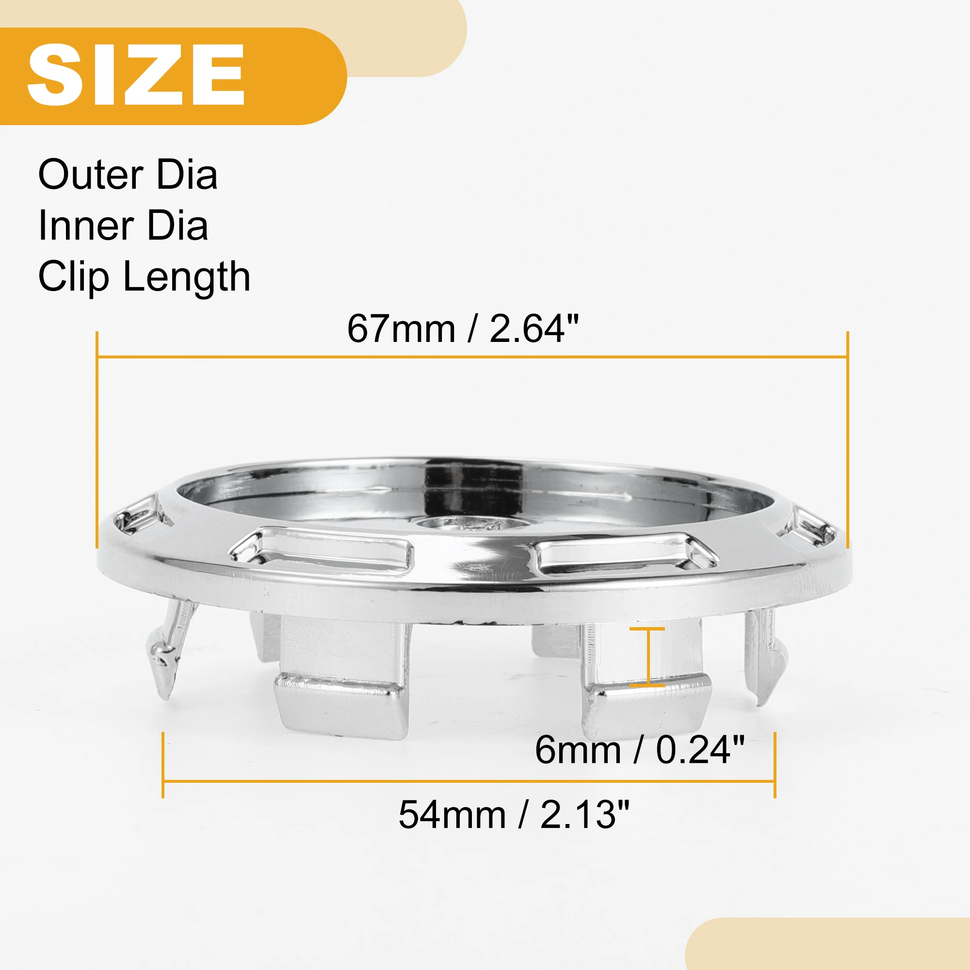 UXCELL 1pcs 67mm OD 54mm ID Universal Car Wheel Hub Center Cap Chrome Silver Tone Auto Hub Covers Scratch Resistant Rustproof