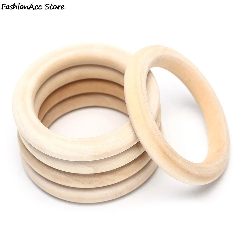 5/10/20/50 Uds cuentas de dentición de madera Natural anillo de madera niños DIY joyería de madera manualidades 10 tamaños