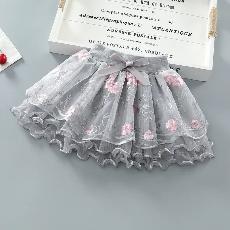 2-7Years Girls' Mesh Tutu Skirts Children's Skirts Style Puffy Skirts Four Seasons Princess Cake Tulle Petticoat Tulle