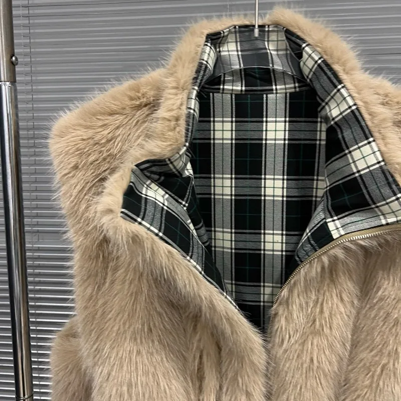 التلبيب فو الفراء سترة اثنين الجانب ارتداء أكمام متقلب فروي الستر رقيق سستة الدافئة سميكة الفاخرة أفخم معاطف فو الثعلب عادية