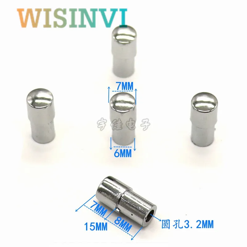 10PCS 7X15mm  7*15mm electroplated button membrane touch switch button cap round hole 3.2mm panel adjustment silver