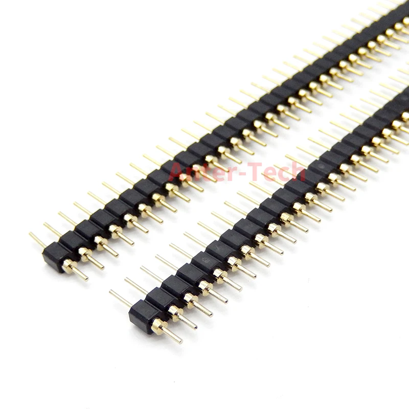 5pcs 40 Pin Connector Header Round Needle 1x40 Golden Pin Single Row Male 2.54mm Breakable Pin Connector Strip