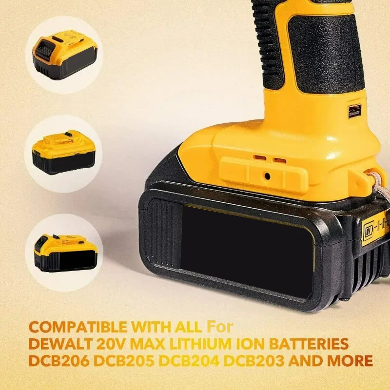 12W Portable LED Work Light For Dewalt 18V 20V Max DCB140 DCB200 Battery USB Outdoor Tools Flashlight (NO Battery,NO Charger)