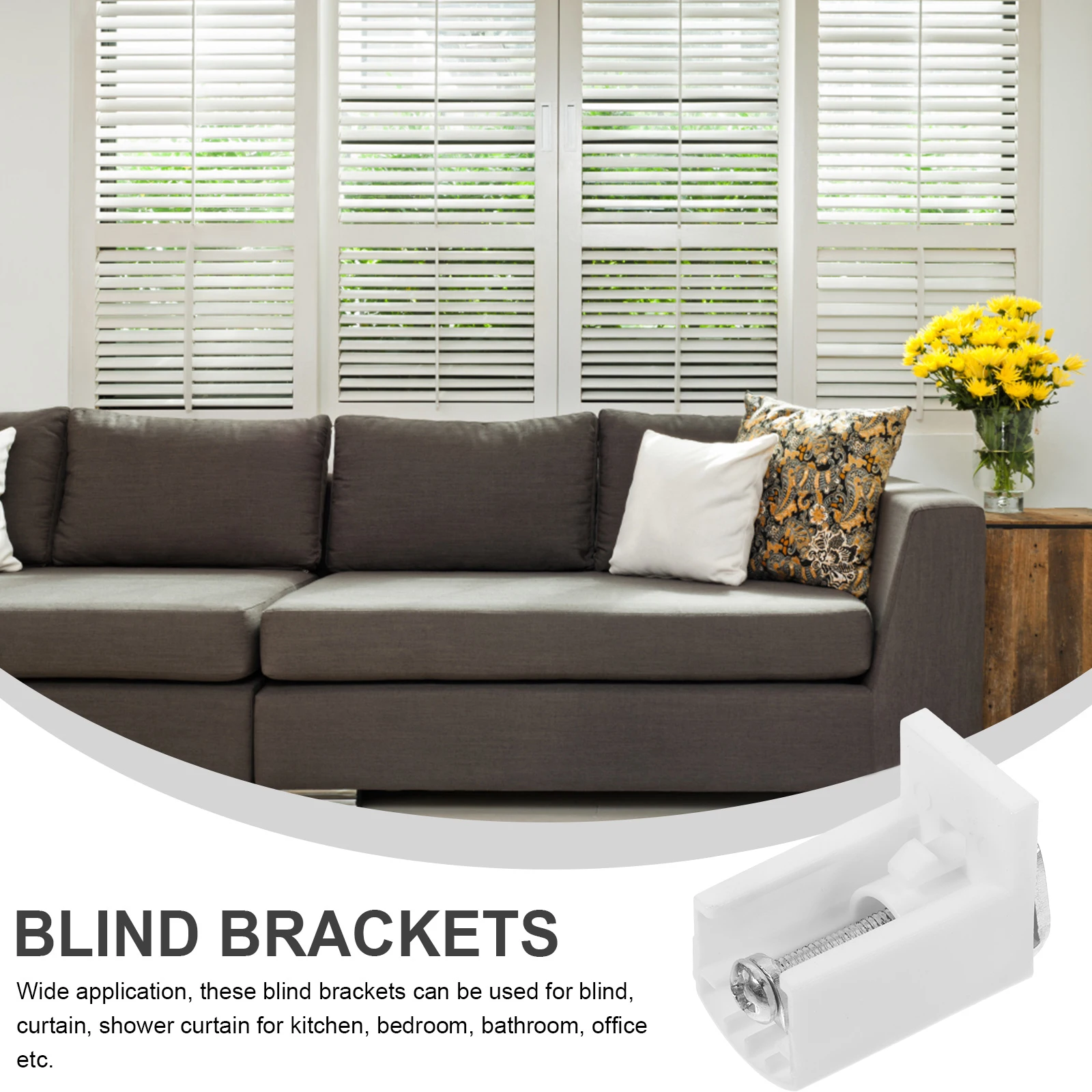 

4pcs White Blind Brackets Adjustable Mounting Brackets For Blinds Sturdy Pom Iron Window Blind Holders Bedroom Bathroom