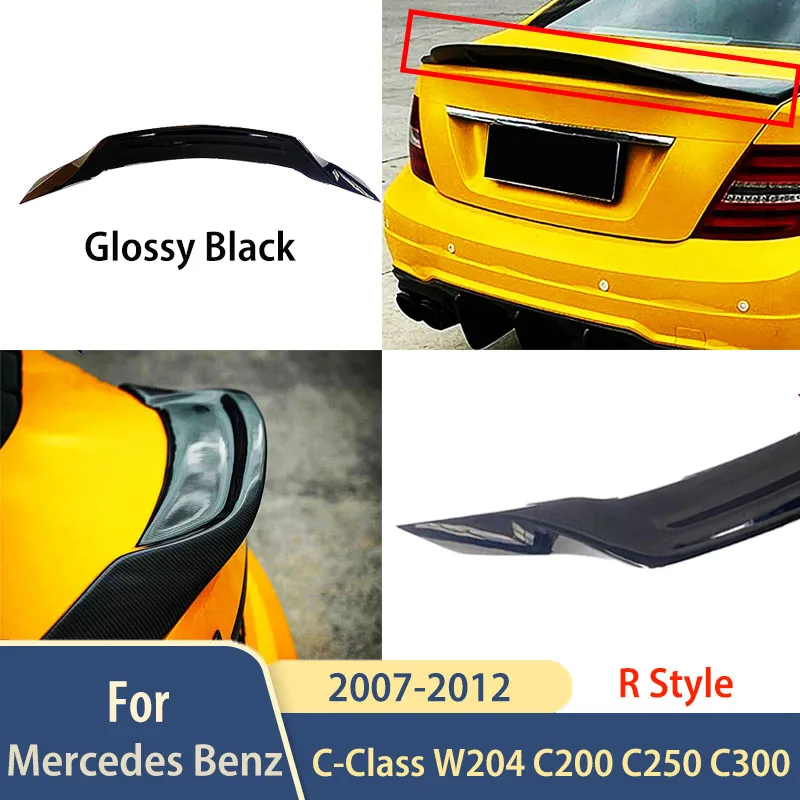 

Задний спойлер крышки багажника, крылья, губные детали для Mercedes Benz C-Class W204 C200 C250 C300 2007-2014 R Style, 4-дверные автомобильные аксессуары