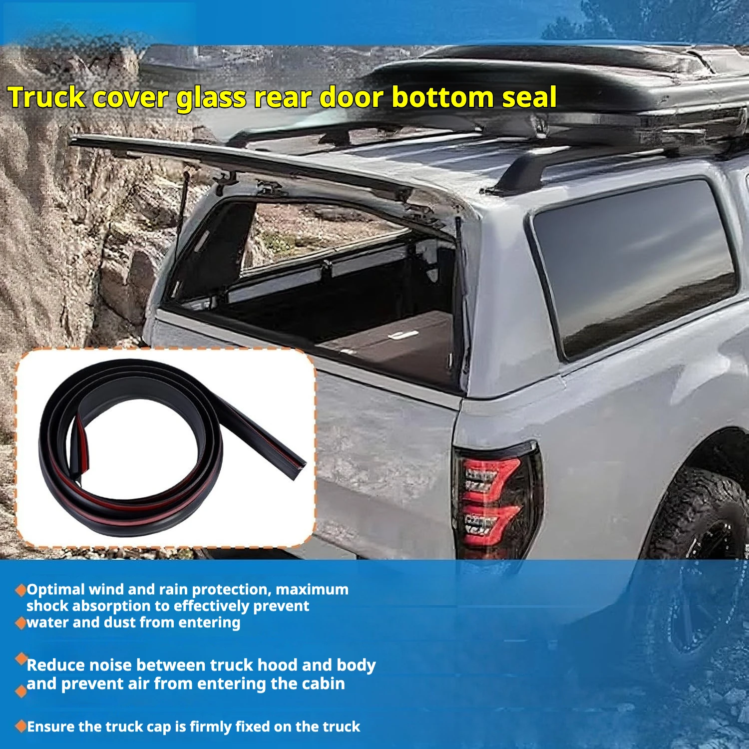 82792 Truck Cap Topper Rubber Seal For Leer Truck Cap 100XQ All Glass Rear Door Bottom Seal Soundproof Waterproof Seal Kit