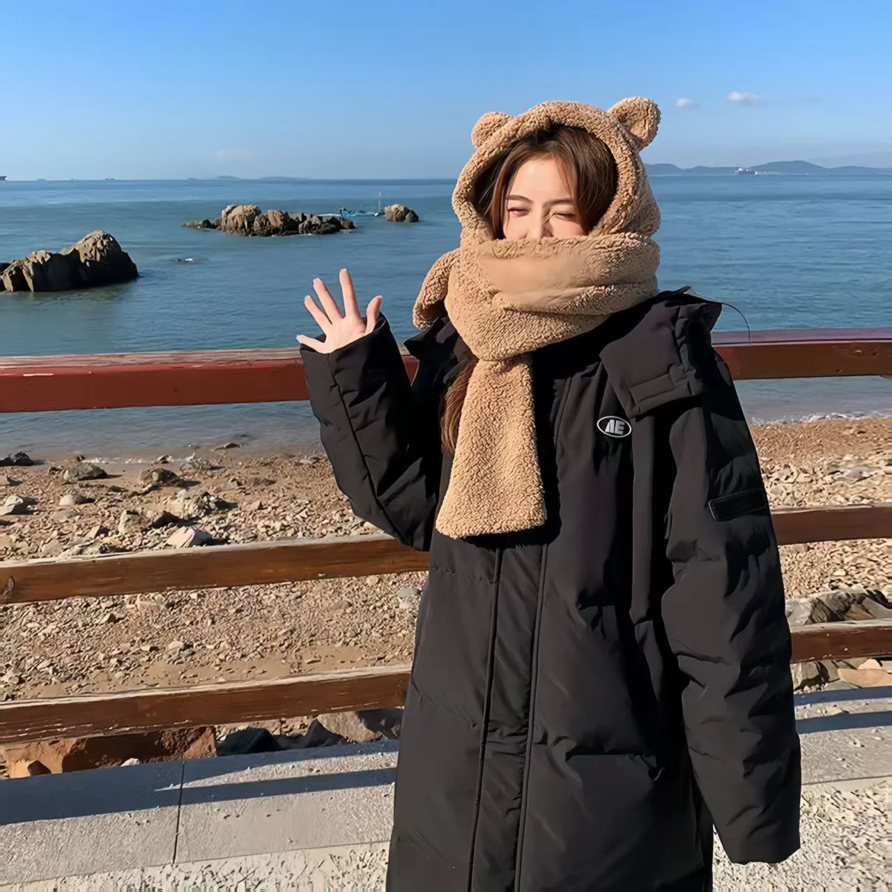 Chaqueta larga y gruesa de algodón para mujer, abrigo con capucha, ropa femenina, Corea, suelta, cremallera, nuevo, invierno, 2025