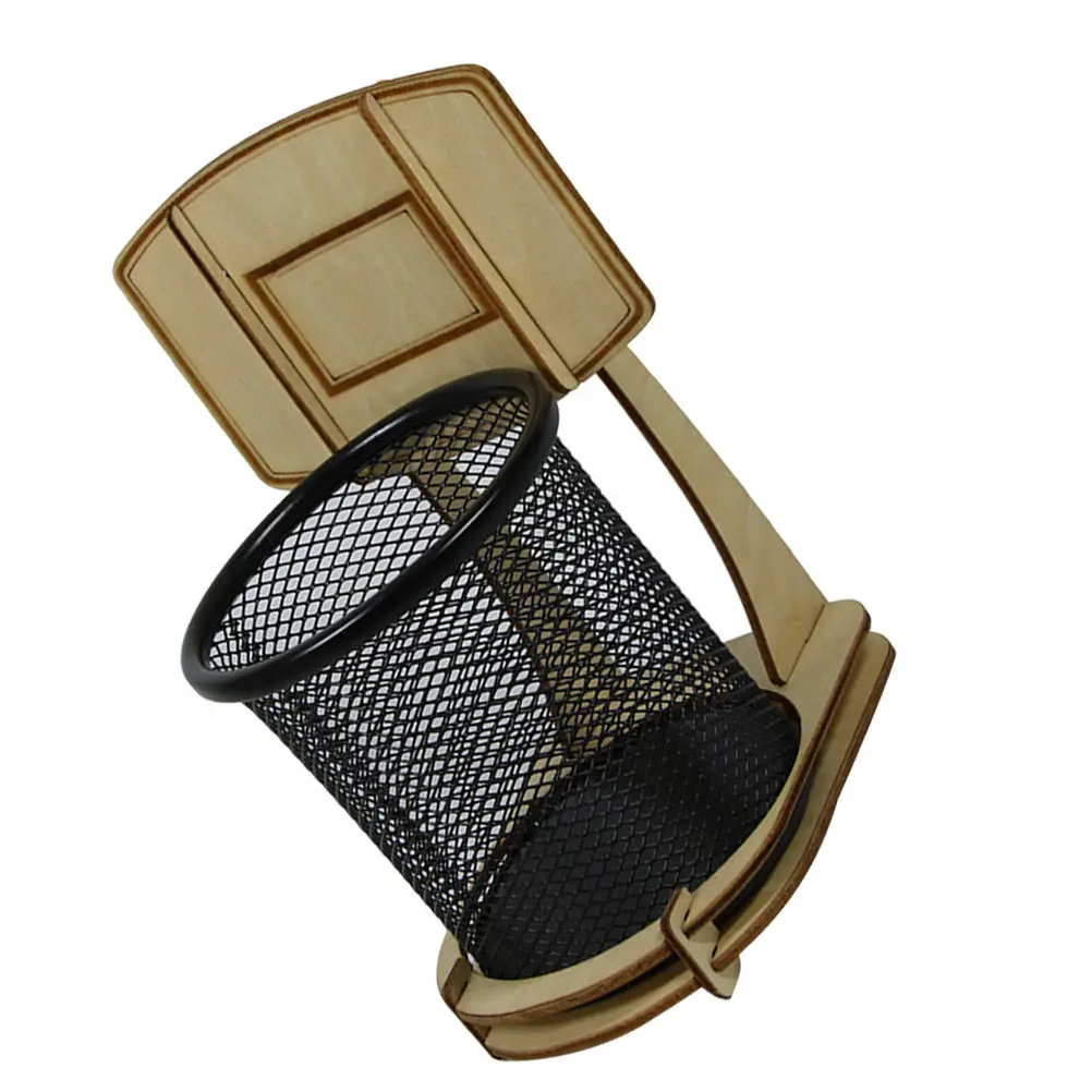 

Basketball Stand Pen Holder Notebook Bracket Mesh Baseball Pencil Cups for Desk Beige Tray Round Office