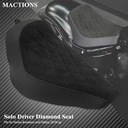 Motorcycle Driver Solo Seat Diamond Front Seat Cushion Pillion Suede Low For Harley Softail Breakout Fat Boy FXBRS FLSTF 2018-Up
