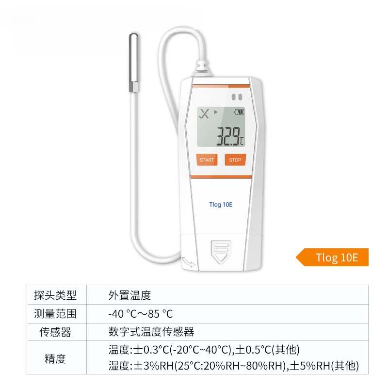 Tlog 10/ Tlog 10E Digital Temperature Data Logger Reusable Recorder PDF Report USB Port 32000 Points