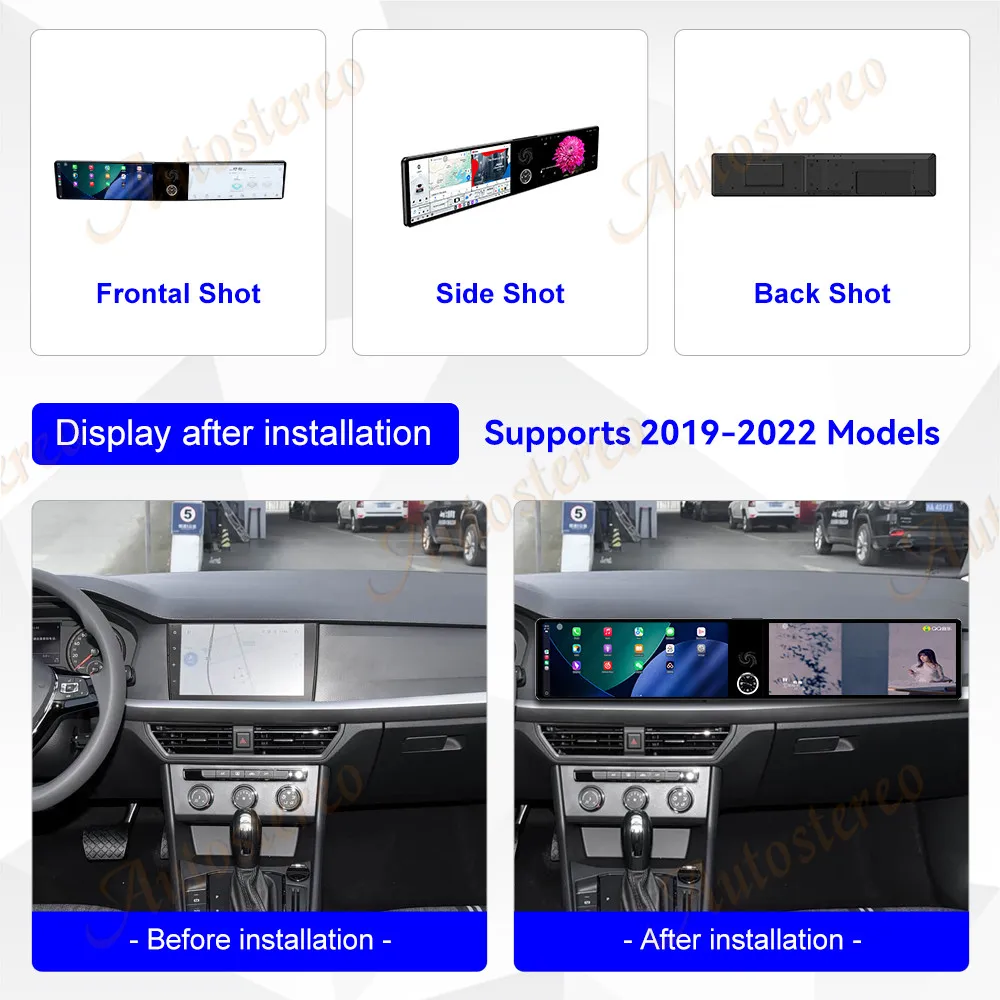 12.3 inch Dual Screen Car GPS Android 14 Navigation For Volkswagen Lavida 2019-2022 Head Unit Multimedia Player Car Radio Auto