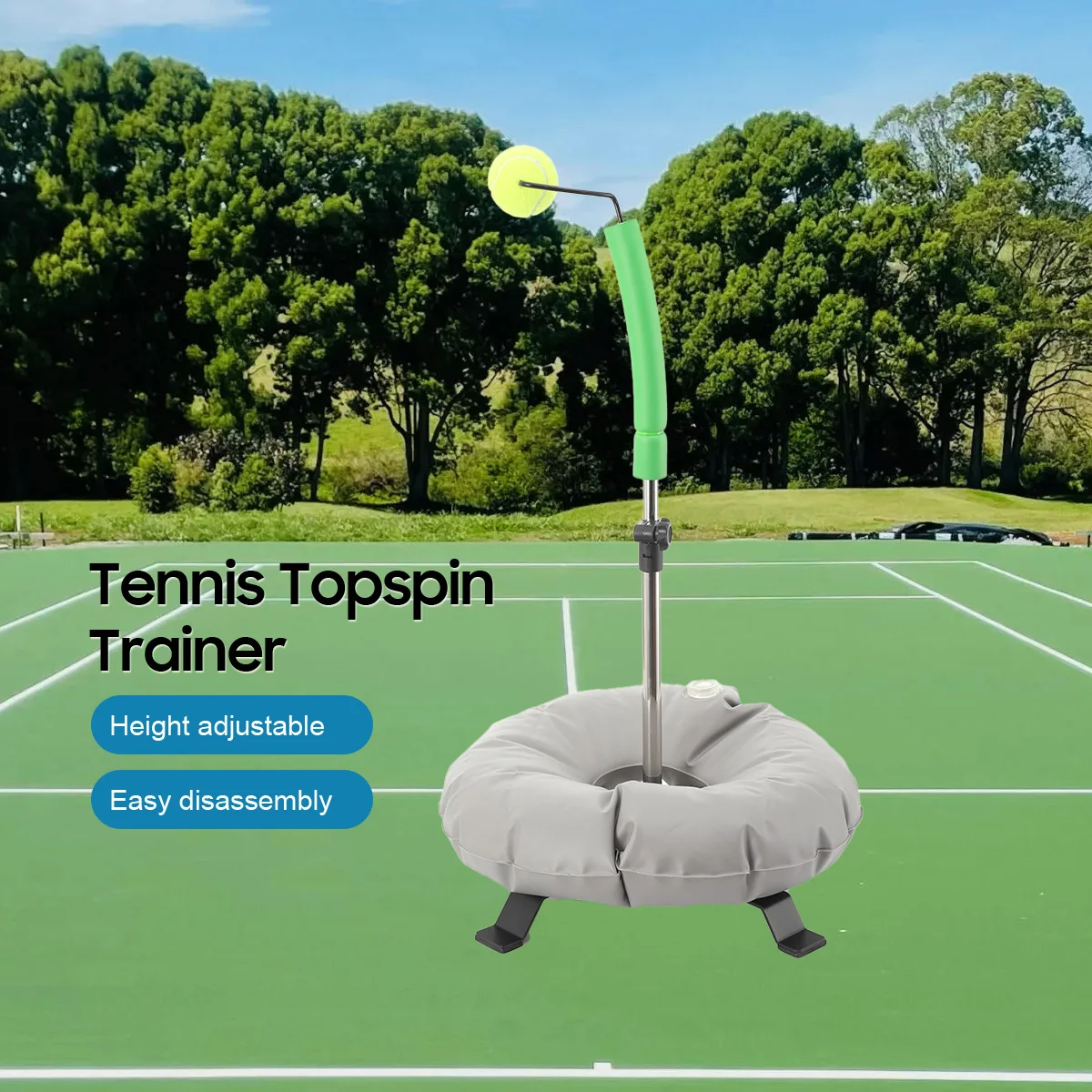 Tennis-Trainingsgerät mit Ballwerfer für Schlagtechnik-Übungen - Einzeltrainingsgerät für Anfänger