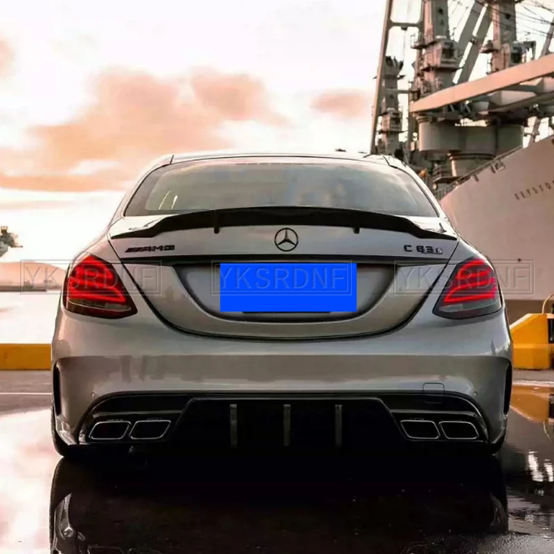 Rear Trunk Lid Car Wing Ducktail Lip Spoiler For 2014-19 Mercedes Benz C Class W205 C180 C200 C250 C300 C450 C43 C63 Carbon Fibe