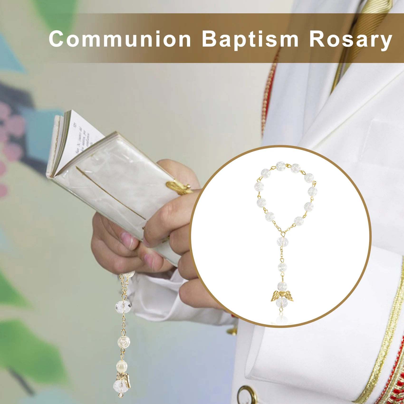 세례식 묵주 아크릴 묵주 구슬, 미니 묵주 천사, 첫 성찬식 세례식 찬송, 30 개