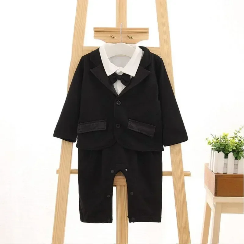 Baby Clothes Set Gentleman Boys Boss Outfit Romper Coat 1 Year Old  Birthday Formal Wedding Suit Newborn Photography Romper