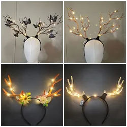 Antler Headband Halloween Deer Horn Crown Tree Branch Headpiece Cosplay Headdress for Women Girls