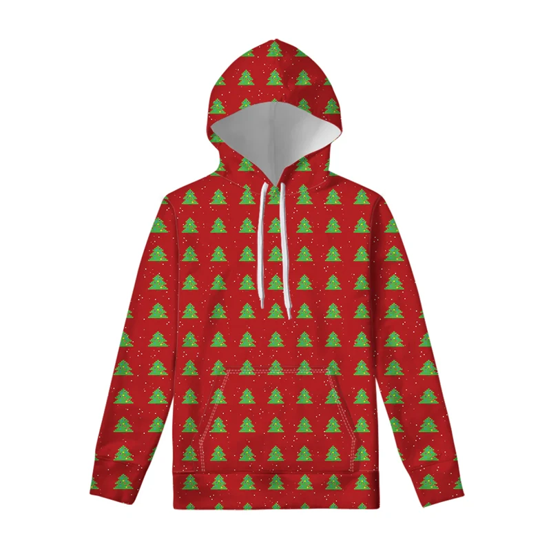 Sudadera con capucha con estampado 3D de árbol de Navidad para hombre, sudadera de gran tamaño, chaqueta suelta de moda Harajuku, jerséis casuales con capucha, Tops de ropa de calle