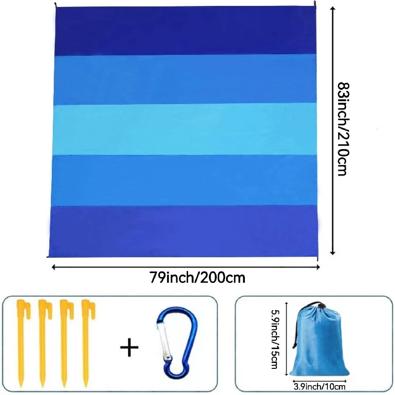 عبوة واحدة من بطانية الشاطئ، سجادة نزهة خارجية مقاومة للرمل وسريعة الجفاف، مناسبة لعدد 1-3 أشخاص أثناء السفر أو التخييم أو المشي لمسافات طويلة.