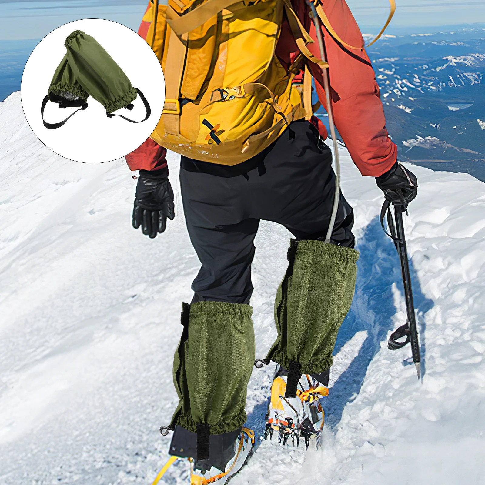 2 pçs caminhadas polainas à prova dwaterproof água perna cobre bota de neve guardas esqui ao ar livre acampamento escalada montanha trekking esportes de inverno