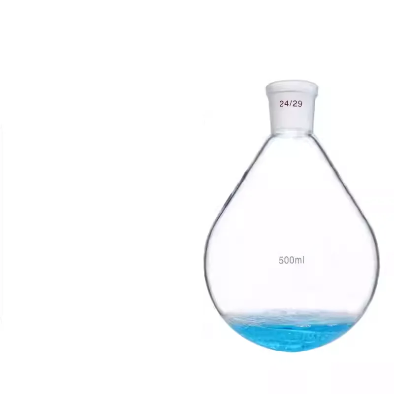 Glass eggplant shaped flask, round bottom pear shaped flask, evaporation flask, high borosilicate resistant to high temperature