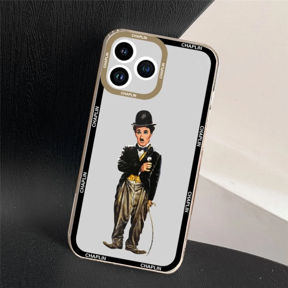 Funny Charlie C-Chaplin Phone Case For iPhone 11 12 Mini 13 14 15 Pro Max Transparent Shell